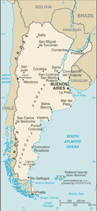 MAP OF ARGENTINA