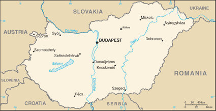 MAP OF HUNGARY          מפת הונגריה
