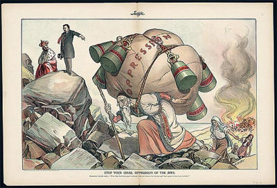 USA to Russian Tsar: Stop Your Cruel Oppression of the Jews, 1904. Chromolithograph.  