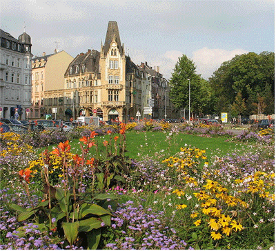 FLOWER GARDEN IN THE CITY OF THIONVILLE, FRANCE