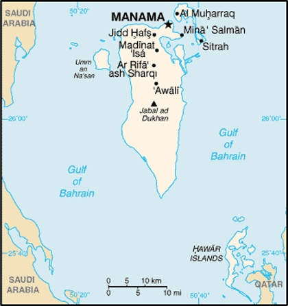 MAP OF BAHRAIN   מפת בחריין